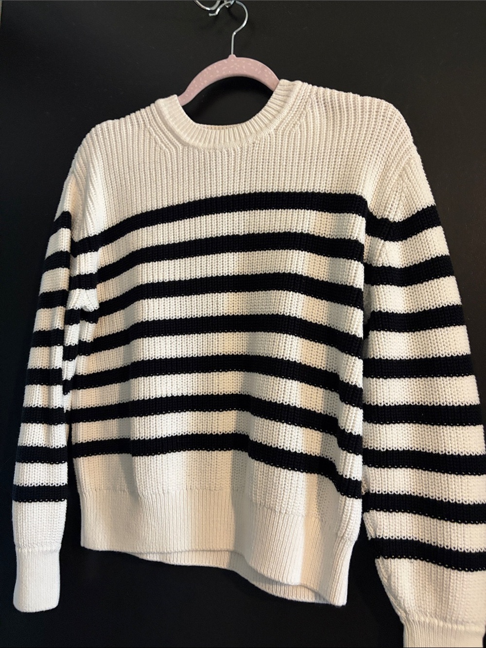 GAP Black & White Striped Crewneck Sweater